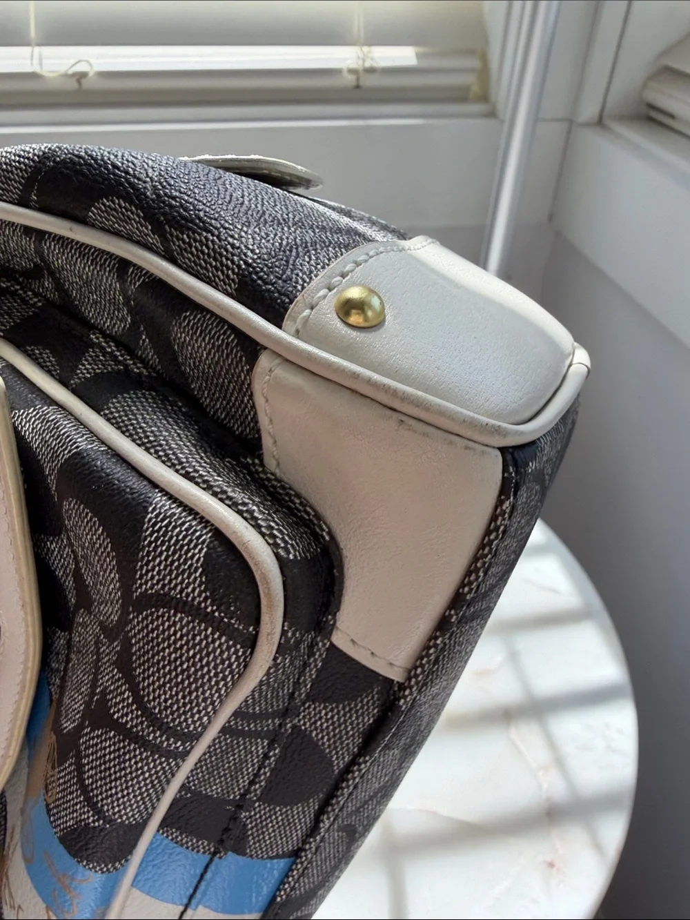 Coach Heritage Stripe Domed Satchel Bag